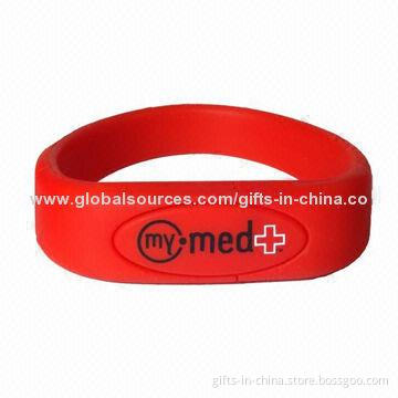 Bracelet-shaped 64GB USB Flash Drive, Customized Imprinted Logos and Free Samples Supply